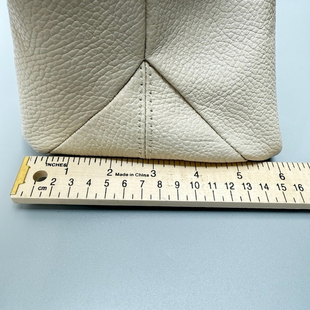 Isadora Italian Made Oversized Cream Pebbled Leather Tote Bag Summer Statement - Picture 16 of 16